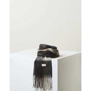 [헤지스핸드백] 그레이 체크 캐시미어혼방 머플러 HIMU4F223G2