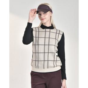 닥스 골프 여성 24FW 가격인하품절임박PREMIUM 블랙 체크 자카드 니트 하이브리드 DNSW4D728BK