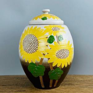 투톤분청 둥근 해바라기 20kg 쌀독 현관 소금 항아리