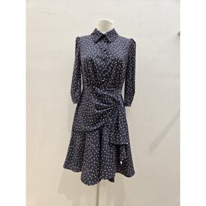 숲  (SB3OP85) 밑단 셔링 도트 패턴 카라 원피스