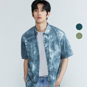 [버커루]남성 나일론 가먼트다잉 반팔 카라 셔츠 B232SH360P