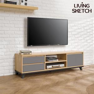 [리빙스케치] 국내제작 루크바트 1500 거실장[착불]티비다이 2단 TV장식장 거실수납장 오픈형 서랍형 도어형