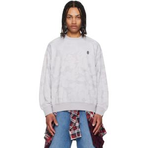 BAPE 스웨트셔츠 그레이 솔리드 카모 자카드 원 포인트 스웨트셔츠 251546M204003