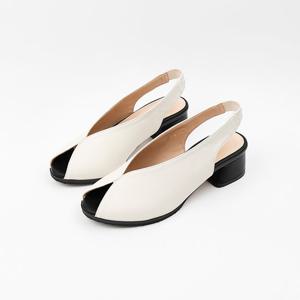 [신난다슈] 여성 슬링백 샌들 힐 4cm 여름 뮬 샌들 발편한 통굽 토오픈 MRO257190 블랙