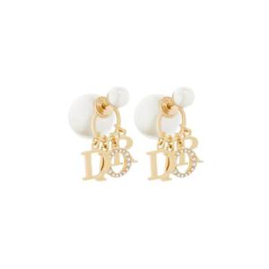 디올 트리발 이어링 골드 피니쉬 메탈 화이트 레진 펄 화이트 크리스탈 E1411TRICY-D301