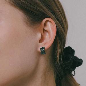 제이로렌 그린큐빅 블랙 원터치 귀걸이 M04023