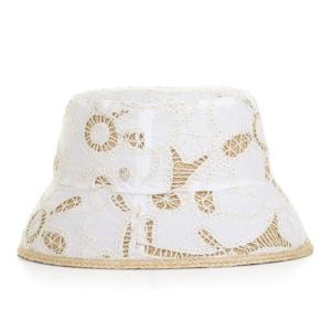헬렌카민스키 레이스 자수 라피아 버킷 햇 HAT51733 OFFWHITE