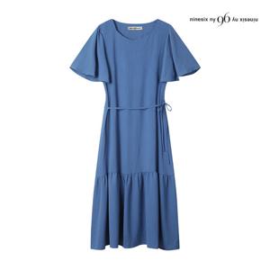 [나인식스뉴욕(영캐릭터)]플레어 소매 허리끈 셔링 원피스 (NP5OP004M0)