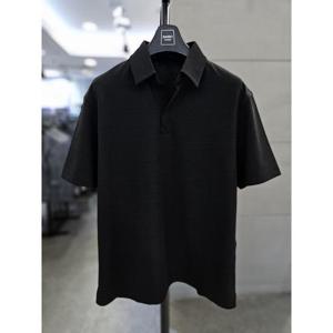 바쏘옴므 세이브존03 바쏘옴므 남자 여름 블랙 오픈 카라 반팔 티셔츠 BSAGZ2KT80A