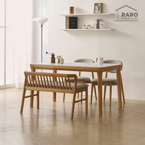 라로퍼니처 보나 1400 포세린 통 세라믹 4인 식탁 세트 메이플 (식탁+의자2+벤치1)