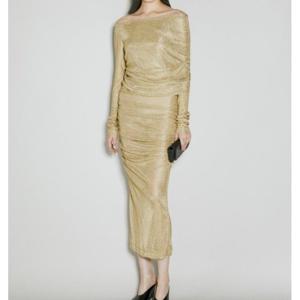 26 SS 돌체 앤 가바나 루렉스 메시 미디 드레스 골드 F6DETT HU7PW S0997