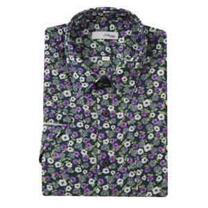 (듀퐁)25년 SS 신상 -SE5MM11HS119SNY(네이비)- 일반핏 리플 플라워 프린트 반팔셔츠