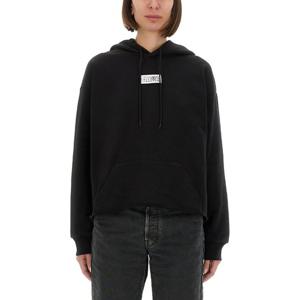 MM6메종마르지엘라 블랙 릴렉스 핏 후드티셔츠 S52GU0234 M2502