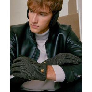 선물포장  (DCGV4F155G2) 그레이 울가죽혼방 체크 스마트폰터치 장갑