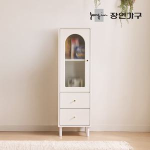 장인가구 쿠르바 모루유리 400 2단서랍 그릇 주방 수납장 높은형