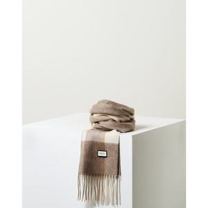 [헤지스]HIMU5F221I2_여성 베이지 체크 캐시미어혼방 머플러