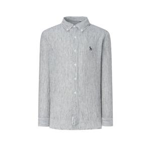 헤지스  25FW  남성 스트라이프 린넨 긴팔캐주얼셔츠 HZSH5C105BK