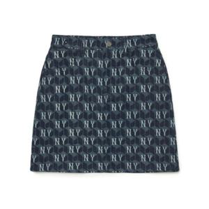 M MLB반바지 GQC 3FDSM0734-50NYD 큐브 모노그램 전판패턴 데님스커트