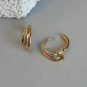 [엠던] 3단 라인 미니 원터치 링 귀걸이