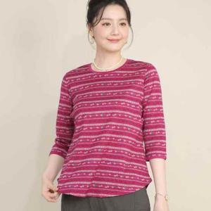 애비뉴투지 엄마옷 산책로 봄 가을 7부 실켓 면 스트라이프 티셔츠 A08033