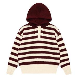 더센트럴 소이주니어 TC01 와인 스트라이프 후드 니트티 25W5083