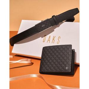 닥스 액세서리 26SS재증정지갑벨트세트 블랙 루이스 DD패턴 자동벨트 반지갑 세트 DBWA6E981BK