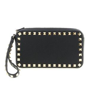 발렌티노 락스터드 가넷 가죽 클러치 W2P0AR3VSH 0NO