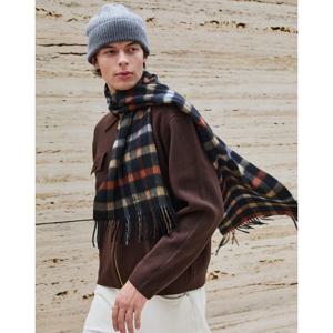 [닥스][선물포장/쇼핑백동봉]블랙 체크 닥스 로고 캐시미어100 양면 머플러 DBMU5F990J