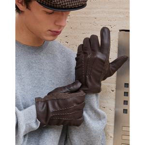 [선물포장+쇼핑백] [DCGV5F181W3][남성장갑] 울믹스 가죽장갑 다크브라운