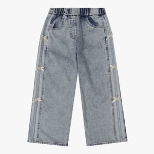 [로엠걸즈(아동)]리본포인트 와이드 기모데님팬츠청바지  RGTJ25T2P