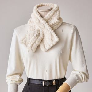 [커스텀에이블] 꽈배기 인조퍼 고리 머플러_T2512AC041D