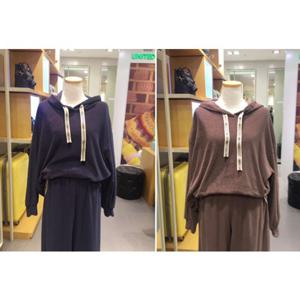 베네통 (BATS93611)셋업 후드넥 티셔츠