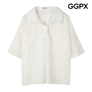 [지지피엑스]버튼 카라넥 티셔츠형 레이스 블라우스 (GP7SH070F)