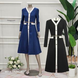 [미니멈]MD 클래식 라인 배색 A 라인 원피스 MD MYAAWO1030 M_CJ