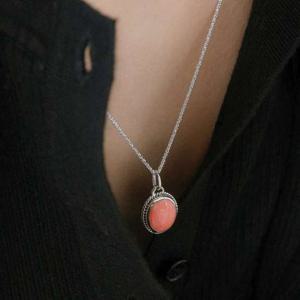 바이데이지 라운드 산호 실버 목걸이 Bn0612