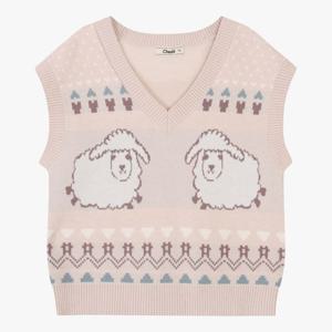 [치크]양 자카드 스웨터 조끼 CKVK24W3B_NC해운대점