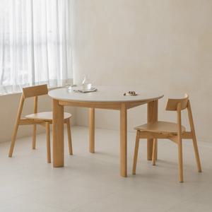 레브 2인용 원형 세라믹 원목 테이블 1200 세트 2colors (식탁+의자2)