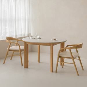 이던 2인용 원형 세라믹 원목 테이블 1200 세트 2colors (식탁+의자2)