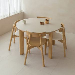 레브 4인용 원형 세라믹 원목 테이블 1200 세트 2colors (식탁+의자4)