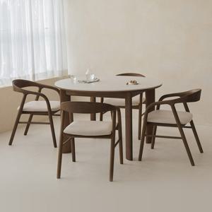 이던 4인용 원형 세라믹 원목 테이블 1200 세트 2colors (식탁+의자4)