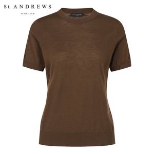 [세인트앤드류스] 여성 백 리본 별 심볼 반팔 니트 821E3SR181_BR