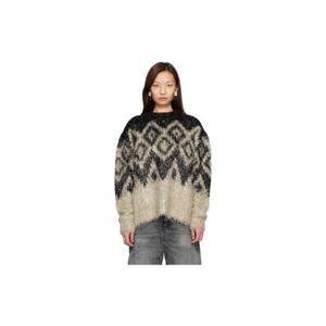 25 FW 아크네 여성 블랙 메탈릭 니트 스웨터 261129F096000