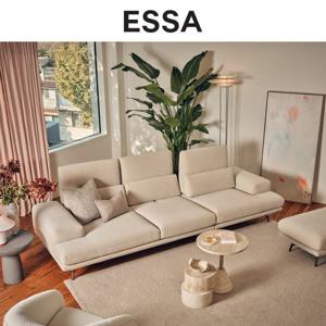 [에싸] 프랭키 4인 하프스윙기능 리브 패브릭 소파+스툴