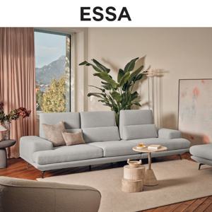 [에싸] 프랭키 3.5인 하프스윙기능 리브 패브릭 소파+스툴