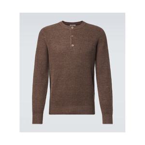 Brunello Cucinelli 리브 니트 리넨 코튼 폴로 스웨터 P01138410