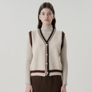 [코인코즈][정가99,000원]코인코즈 배색 브이넥 니트 베스트_DZ4WV056