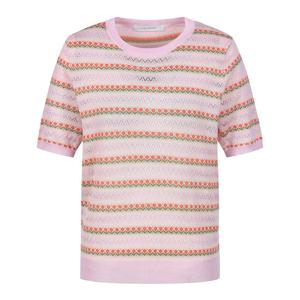 [코인코즈][정가129,000원]코인코즈 플라워 스트라이프 라운드 반팔 니트_DZ4MP094