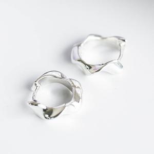 [폭스타일] [실버] 데이 웨이브 링 귀걸이