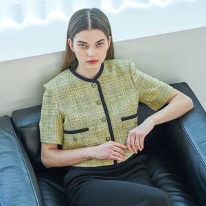 [코인코즈][정가283,000원]코인코즈 컬러 포인트 반팔 트위드 자켓_DW4MJ100