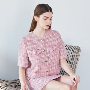 [코인코즈][정가299,000원]코인코즈 컬러 체크 트위드 반팔 자켓_DW4MJ107